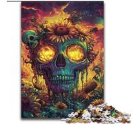 Puzzles pour Adolescents Tournesol Crâne, à partir de 14 Ans Chaque pièce est Unique Jeu Amusant et Stimulant pour Toute la Famille Bon Cadeau (Taille 50x75cm)