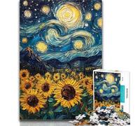 Puzzles pour Adolescents Tournesols sous Le Ciel étoilé Puzzles 1000 pièces pour Adolescents, décoration Murale Artistique et idée Cadeau d'anniversaire pour Amis, Bureau à Domicile 50x75cm