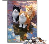 Puzzles pour Adolescents Trois Chats Mignons, Jeu Familial Anti-Stress, défi Difficile, renforce l'amour Entre Couples (Taille 26x38cm)