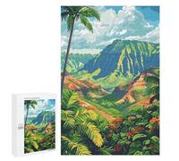 Puzzles pour Adolescents Tropical Mountain Landscape with Palm Trees Jeu De Puzzle Familial pour Adultes, Amusant Et Humoristique, Activités À Faire À La Maison, 1000 PCS