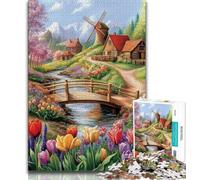Puzzles pour Adolescents Tulipes de Campagne 1000 pièces Puzzles pour Adolescents Art Mural Moderne à Faire soi-même Cadeau Unique Décoration d'intérieur (50x75cm)