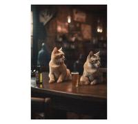 Puzzles pour Adolescents Two Cats Bar Beer Drinking Jeux De Puzzle en Famille Découpe De Précision Cadeaux Uniques pour Anniversaire Et Noël