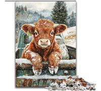 Puzzles pour Adolescents Vache des Highlands de Noël, Analyse et logique avec pièces entièrement emboîtables de Formes aléatoires, pour Les Enfants de 14 Ans et Plus (Taille 50x75cm)