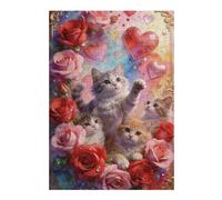 Puzzles pour Adolescents Valentine's Day Cat Art Print Puzzles pour Adultes Jeux Relaxants Cadeaux De Décoration Parfaits pour Les Amis Et La Famille 1000pcs(38x26cm)