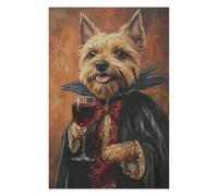Puzzles pour Adolescents Vampire Dog with Wine Glass Art Print Puzzle pour Adultes, Jeu Manuel, Course De Vitesse, Cadeau d'anniversaire, Cadeaux, 1000pcs(75x50cm)
