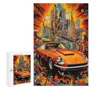Puzzles pour Adolescents Vibrant Cityscape with Classic Car Puzzle Anti-Stress pour Adolescents Chaque Pièce Est Unique - Idéal comme Cadeau pour Toute La Famille 1000 PCS