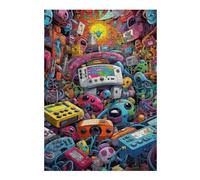 Puzzles pour Adolescents Vibrant Retro Gaming Collage -4 Puzzle pour Adultes, Jeux Relaxants, Décoration Murale Idéale comme Cadeau 38x26cm/1000pcs