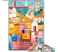 Puzzles pour Adolescents, Ville de Lisbonne, Portugal, Art, Anti-Stress, avec pièces entièrement emboîtables de Formes aléatoires, pour Les Enfants de 14 Ans et Plus, 50x75cm