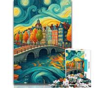 Puzzles pour Adolescents Ville sous Le Ciel Nocturne, 1 000 pièces, Cadeaux pour Adolescents, décoration Murale Moderne à Faire soi-même, Cadeau Unique, décoration d'intérieur, 75x50cm