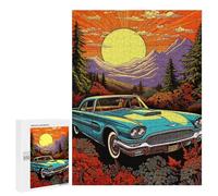 Puzzles pour Adolescents Vintage Car Sunset Landscape Puzzle Anti-Stress pour Adolescents Chaque Pièce Est Unique - Idéal comme Cadeau pour Toute La Famille 500 PCS