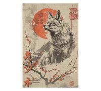 Puzzles pour Adolescents Vintage Japanese Fox Puzzles pour Adolescents, Jouets Anti-Stress, Décoration Murale, Cadeau d'anniversaire, Cadeaux, 75x50cm/1000pcs