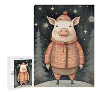 Puzzles pour Adolescents Vintage Pig Xmas Puzzles pour Adultes Jeu Manuel Cadeau d'anniversaire Cadeau d'anniversaire, Cadeaux, 500 PCS