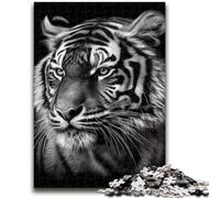 Puzzles pour Adolescents Visage de Tigre Noir et Blanc Convient aux Enfants de 14 Ans et Plus Jeux familiaux Offrez des Cadeaux pour Toute la Famille 38x26cm