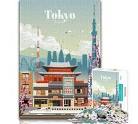 Puzzles pour Adolescents « Visite de Tokyo » 1000 pièces, Jouets éducatifs, Anti-Stress, adaptés à la décoration de Bureau 38x26cm