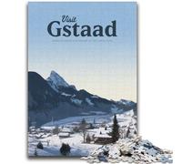 Puzzles pour Adolescents Visitez Gstaad Jeu Stimulant et Jeu Familial Décoration Murale Cadeaux d'anniversaire et de Noël Uniques (Taille 38x52cm)