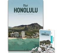 Puzzles pour Adolescents Visitez Honolulu Puzzles pour Adultes 1000 pièces Difficile, avec des pièces entièrement emboîtables de Formes aléatoires pour Les Enfants de 14 Ans et Plus 75x50cm