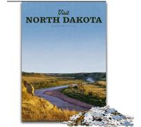 Puzzles pour Adolescents : Visitez Le Dakota du Nord, Analyse et logique avec des pièces de Formes aléatoires entièrement emboîtables, pour Les Enfants de 14 Ans et Plus, 26 x 38 cm