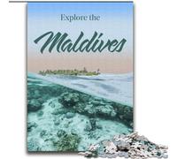 Puzzles pour Adolescents : Visitez Les Maldives, Analyse et logique avec des pièces entièrement emboîtables de Formes aléatoires, pour Les Enfants de 14 Ans et Plus, 75 x 100 cm