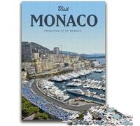 Puzzles pour Adolescents Visitez Monaco Jeu Stimulant et Jeu Familial Décoration Murale Cadeaux d'anniversaire et de Noël Uniques (Taille 38x52cm)
