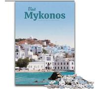 Puzzles pour Adolescents : visitez Mykonos, Anti-Stress avec des pièces de Formes aléatoires entièrement emboîtables pour Les Adolescents de 14 Ans et Plus (50 x 75 cm)
