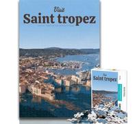 Puzzles pour Adolescents Visitez Saint-Tropez, 1 000 pièces, Jouet éducatif et décompressant, idéal pour Un Anniversaire, 26x38cm