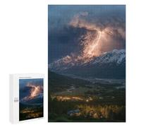 Puzzles pour Adolescents Volcano Eruption with Lightning Strikes-1 Puzzle Anti-Stress pour Adolescents Chaque Pièce Est Unique - Idéal comme Cadeau pour Toute La Famille 1000 PCS