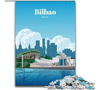 Puzzles pour Adolescents Voyage à Bilbao, Analyse et logique avec des pièces de Formes aléatoires entièrement emboîtables pour Les Enfants de 14 Ans et Plus 26x38cm