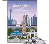 Puzzles pour Adolescents Voyage à Guangzhou, Difficiles et Difficiles avec des pièces entièrement imbriquées de Formes aléatoires 26x38cm