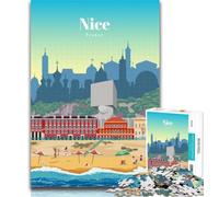 Puzzles pour Adolescents Voyage à Nice Puzzle 1000 pièces pour Adultes et Adolescents, Cadeaux Secret Santa pour et 14 Ans 26x38cm