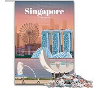 Puzzles pour Adolescents Voyage à Singapour, Analyse et logique avec des pièces entièrement emboîtables de Formes aléatoires pour Les Enfants de 14 Ans et Plus 26x38cm