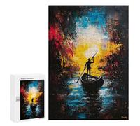 Puzzles pour Adolescents Voyage Into Light - Expressionist Abstract River Journey Jeu De Puzzle Familial pour Adultes, Amusant Et Humoristique, Activités À Faire À La Maison, 300 PCS