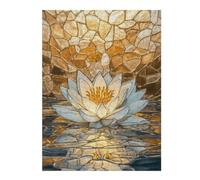 Puzzles pour Adolescents Water Lily Golden Mosaic Puzzles pour Adultes, Jouets À Monter Soi-même, Décoration Parfaite, Interaction Parent-Enfant 52x38cm/1000pcs