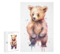 Puzzles pour Adolescents Watercolor Baby Bear Cub Puzzles pour Adultes, Jeu Manuel, Course De Vitesse, Activités Amusantes À La Maison, 1000 PCS