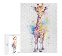 Puzzles pour Adolescents Watercolor Baby Giraffe Puzzles pour Adultes - Jeu Manuel - Niveau De Difficulté Élevé - Idée Cadeau Originale pour Un Anniversaire 500 PCS