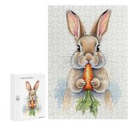 Puzzles pour Adolescents Watercolor Bunny with Carrot Casse-têtes pour Adolescents - Jeu De Réflexion - Améliore La Mémoire - Cadeaux De Noël Et d'anniversaire