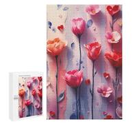 Puzzles pour Adolescents Watercolor Flowers and Hearts Pattern Jeu De Puzzle Familial pour Adultes, Amusant Et Humoristique, Activités À Faire À La Maison, 1000 PCS