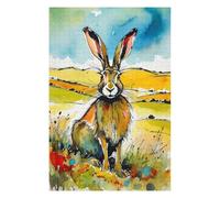 Puzzles pour Adolescents Watercolor Hare in Field Puzzles pour Adultes Jeu Manuel Décoration Intérieure Est Idéal comme Cadeau 75x50cm/1000pcs