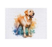 Puzzles pour Adolescents Watercolor Labrador Retriever Portrait Casse-têtes pour Adultes, Jeux De Réflexion, Cadeaux Anti-Stress pour Les Amis Et La Famille 52x38cm/1000pcs
