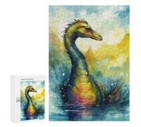 Puzzles pour Adolescents Watercolor Loch Ness Monster Art Print Casse-tête pour Adolescents : Analyse Et Logique, Difficile Et Stimulant, Idéal comme Cadeau 300 PCS