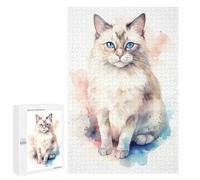 Puzzles pour Adolescents Watercolor Ragdoll Cat Puzzles pour Adultes - Jeu Manuel - Niveau De Difficulté Élevé - Idée Cadeau Originale pour Un Anniversaire 1000 PCS