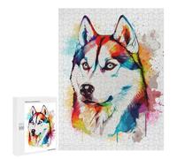 Puzzles pour Adolescents Watercolor Siberian Husky Puzzles pour Adultes - Jeu Manuel - Niveau De Difficulté Élevé - Idée Cadeau Originale pour Un Anniversaire 500 PCS