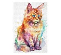 Puzzles pour Adolescents Watercolor Somali Cat Art Puzzles pour Adolescents, Jouets Anti-Stress, Décoration Murale, Cadeau d'anniversaire, Cadeaux, 75x50cm/1000pcs