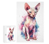 Puzzles pour Adolescents Watercolor Sphynx Cat Art Puzzles pour Adultes - Jeu Manuel - Niveau De Difficulté Élevé - Idée Cadeau Originale pour Un Anniversaire 1000 PCS