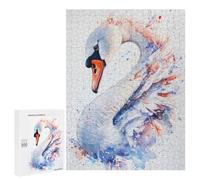 Puzzles pour Adolescents Watercolor Swan with Splashes Puzzles pour Adultes Jeu Manuel Cadeau d'anniversaire Cadeau d'anniversaire, Cadeaux, 500 PCS