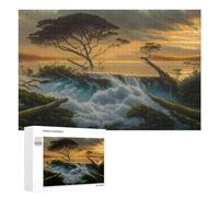 Puzzles pour Adolescents Waterfall at Sunset Nature's Serenity Puzzles pour Adultes Jeux De Détente Cadeaux pour Femmes Idéal comme Cadeau pour Toute La Famille 1000 PCS
