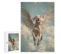 Puzzles pour Adolescents Weimaraner Angel Pet Loss Remembrance Art Dog with Wings Puzzles pour Adolescents - Décoration Murale - Cadeau Unique pour Anniversaire Et Noël