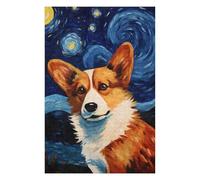 Puzzles pour Adolescents Welsh Corgi Starry Night Puzzles pour Adultes, Jeu De Réflexion, Décoration Intérieure, pour Toute La Famille 75x50cm/1000pcs