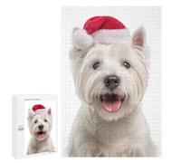 Puzzles pour Adolescents Westie Dog with Santa Hat Puzzles pour Adolescents - Décoration Murale - Cadeau Unique pour Anniversaire Et Noël