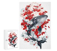 Puzzles pour Adolescents Whale and Cherry Blossoms Puzzles pour Adultes Jeu Manuel Cadeau d'anniversaire Cadeau d'anniversaire, Cadeaux, 1000 PCS