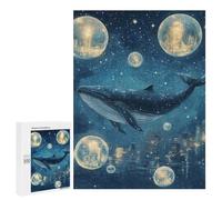 Puzzles pour Adolescents Whale Dreams in City Lights Puzzle Anti-Stress pour Adolescents Chaque Pièce Est Unique - Idéal comme Cadeau pour Toute La Famille 500 PCS